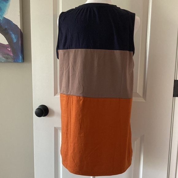 Emery Rose medium tank top blue tan color block sleeveless - Picture 8 of 10